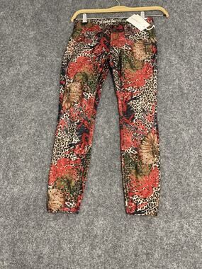 Gang Jeans Womens 0 W:25 Cheetah Leopard Floral Skinny Denim Pants N274